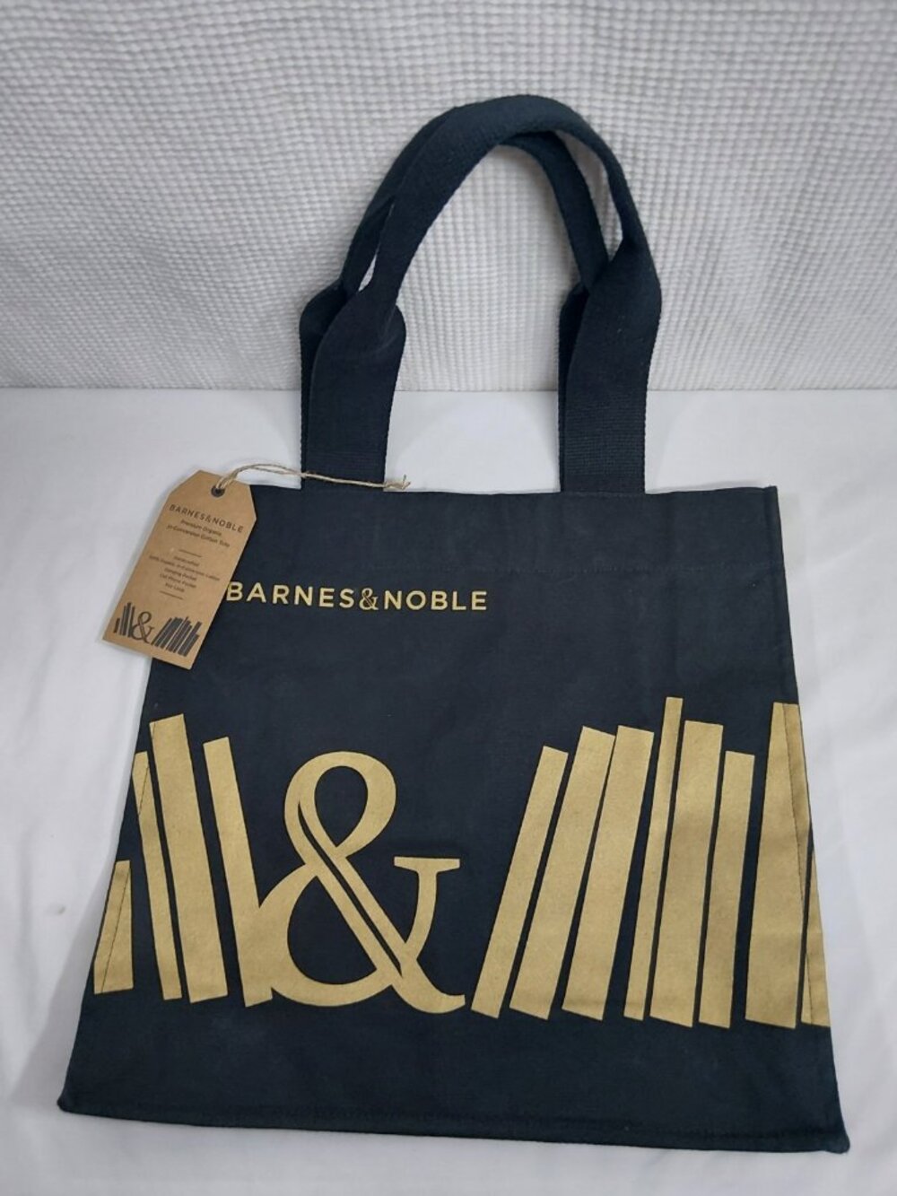 NEW Barnes And Noble Black & Gold Tote Bag Canvas 100% Cotton Organic